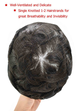 French Lace with 1' PU Back and Sides Men's Hairpieces